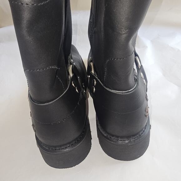 XElement Black Leather Harness Motorcycle Ankle Boots Square Toe Mens 12 - Picture 7 of 15